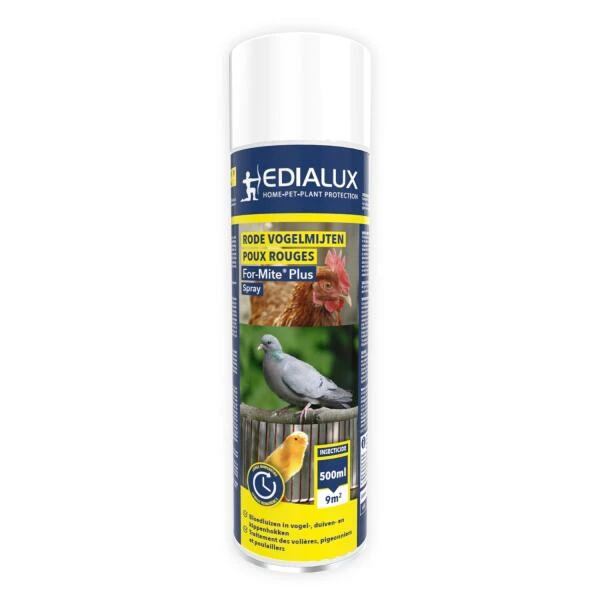 EDIALUX For-mite PLUS Aerosol - Tegen Bloedluizen 500 Ml 2 EDIALUX For-mite PLUS Aerosol - Tegen Bloedluizen 500 Ml - Afbeelding 2