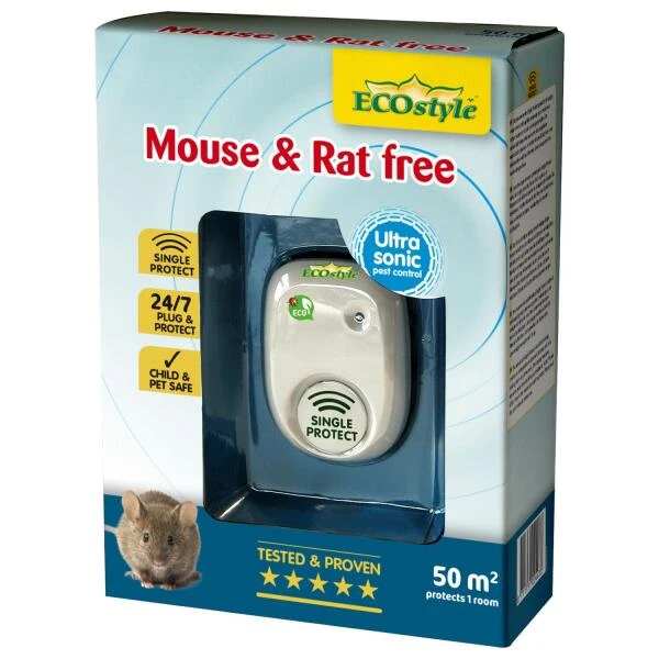 Ecostyle Mouse & Rat Free Ultrasone Verjager Op Netstroom - 50 M² 1 Ecostyle Mouse & Rat Free Ultrasone Verjager Op Netstroom - 50 M²